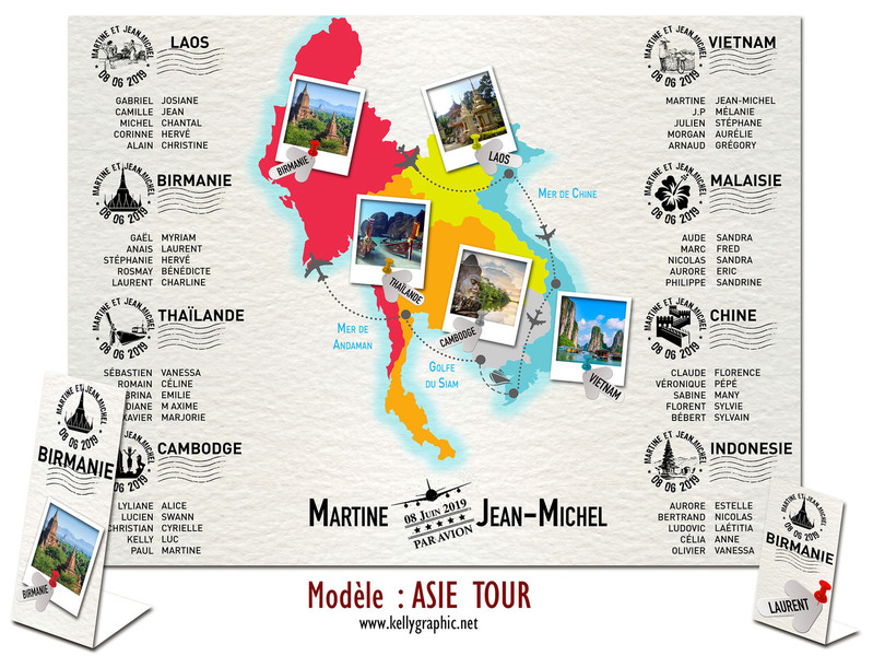 Cartes postales Plan de table Thème Voyage – La Crafterie