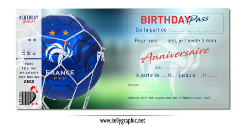 Cartes invitation anniversaire foot France