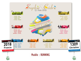 Plan de table Mariage course a pied running trail sport