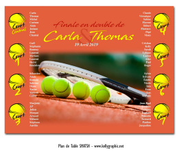 Plan de table mariage tennis terre battue personnalisé