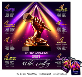 plan de table mariage musique personnalisé Music Award concert