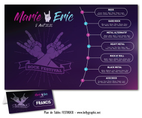 plan de table mariage rock festival personnalisé musique
