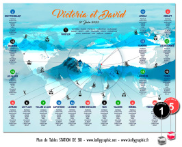 plan de table mariage stations ski monde montagne piste remontées