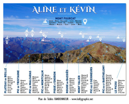 plan de table mariage pistes randonnées montagne sommets nature