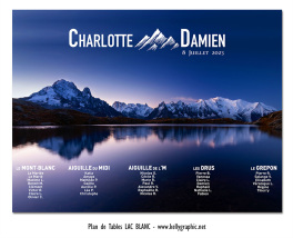 plan de table mariage lac blanc alpes montagne nature de nuit