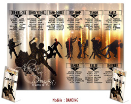 plan de table mariage dancing silhouettes danseurs noir blanc élégant