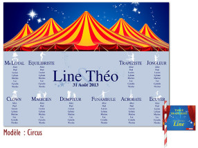Circus Plan de table mariage chapiteau de cirque clown