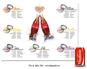 plan de table mariage coca cola rétro boisson pétillante décoration personnalisée