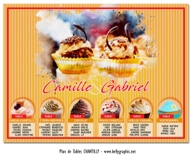 plan de table mariage cupcake chantilly vintage gourmand pâtisserie personnalisée gâteau