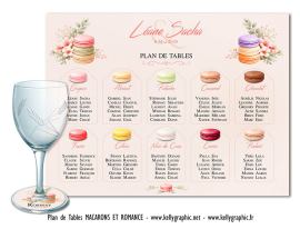 plan de table mariage macarons romance rose poudré fleurs pastel