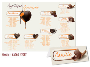 plan de table mariage coeur chocolat fondant ganache gourmand