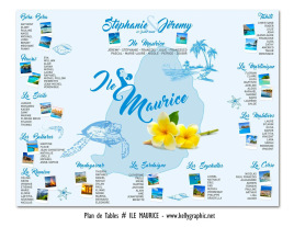 plan de table mariage île Maurice personnalisé lagon plage tropicale