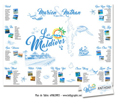 plan de table mariage île Maurice personnalisé lagon plage tropicale