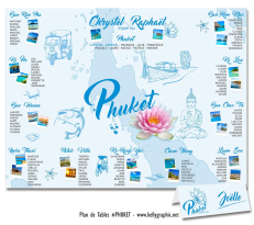 plan de table mariage Phuket personnalisé Thaïlande temple bouddhiste voyage exotique