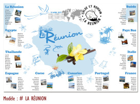 plan de table mariage La Réunion personnalisé volcan lagon fruits tropicaux