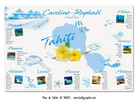 plan de table mariage Tahiti personnalisé Polynésie française Bora Bora