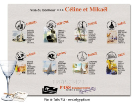 plan de table mariage visa personnalisé passeport voyage destination monde