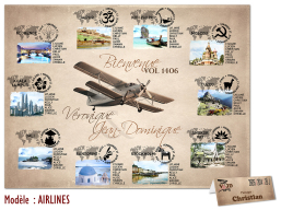 plan de table mariage avion vintage rétro hélices voyage romantique personnalisé